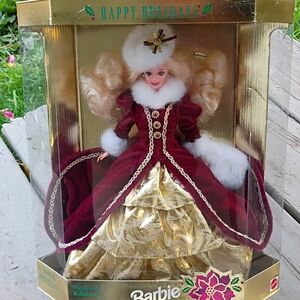 Barbie in Burgundy and Gold Holiday Gown
